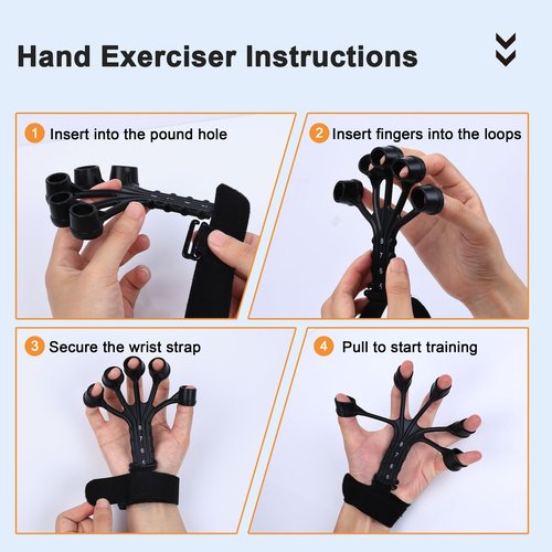 5PCS Grip Strength Trainer Kits, Hand Gripper Strengthener, Forearm Strengthener, Forearm Exerciser, Finger Exerciser, Wrist Strengthener, Stress Relief Ball, Grip Ring, for Muscle Building