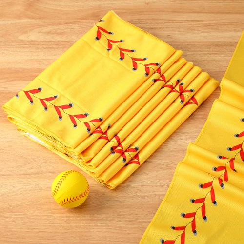 CraftyDream 12 Pcs Cooling Towel Baseball Football Basketball Breathable Chilly Softball Soccer Ice Towel, 40"x12" Tennis Microfiber Accessories for Player(Yellow,Softball)
