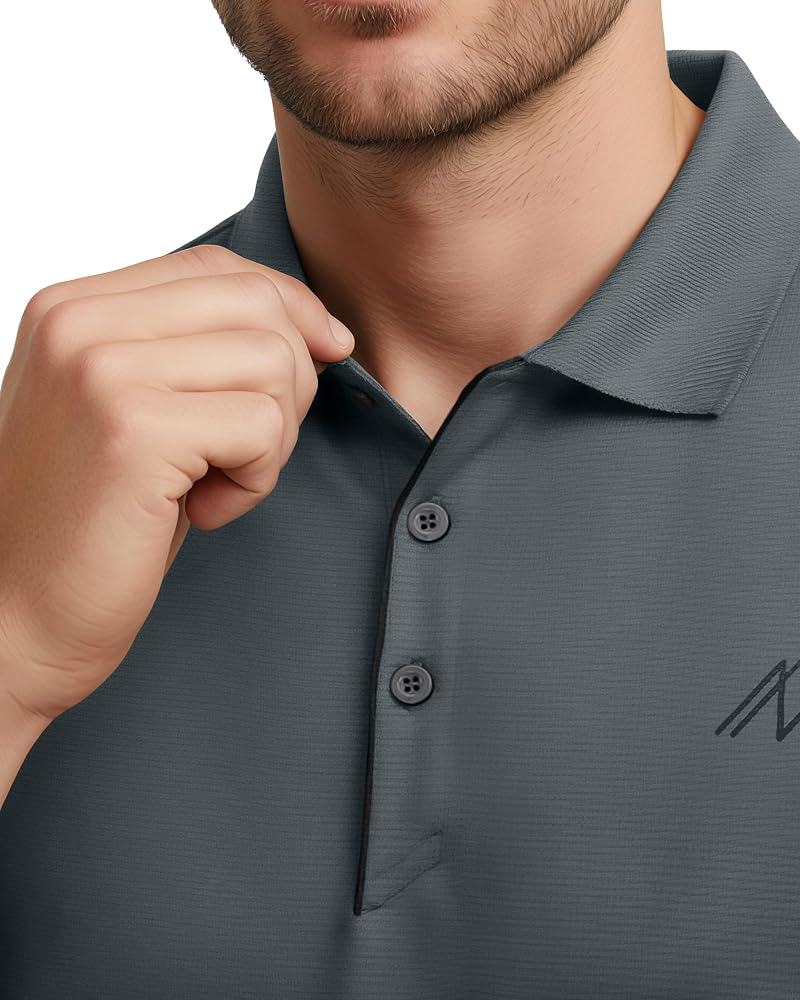 4-Way Stretch Mens Golf Polo Shirt UPF 70+ Regular Fit - Variation: Black/Grey/Navy+Large