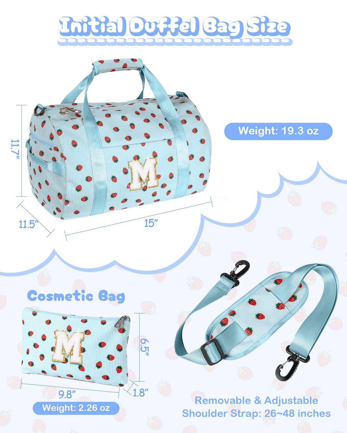 Vogewood Birthday Gift for Teenager, Girls Gym Bag, Kids Personalized Weekend Duffel Bags with Shoe Compartment, Initial Travel Tote with Makeup Bag, Dance Recital Gifts for Toddler (Letter N)