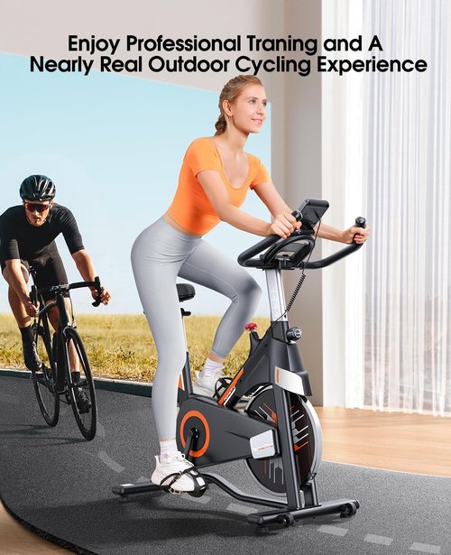 Hometro Stationary Exercise Bikes for Home, Magnetic Resistance,330 LBS Maximum Capacity, Quiet and Stable Indoor Cycle Bikes, Adjustable Digital Monitor & Phone Bracket & Comfortable Seat for Home