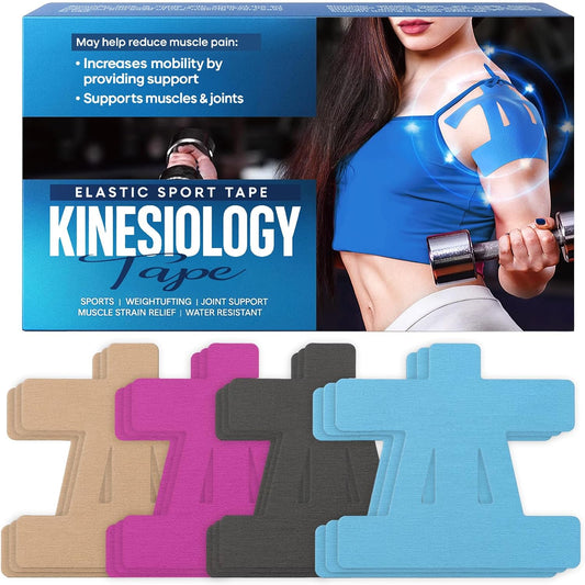 12Pcs Kinesiology Tape-for Shoulder, Shoulder Pain Relief Athletic Tapes, Shoulder Support & Stability Precut Strips, Waterproof & Elastic, Breathable Hypoallergenic Latex-Free