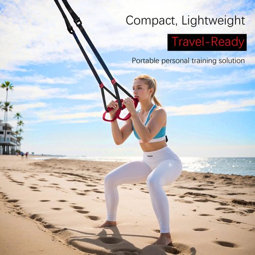 OUUO Home Suspension Straps Training Kit, Gym Bodyweight fitness All in One Workout for Full Body, with Safety Sign, Big Poster&Mess Bag