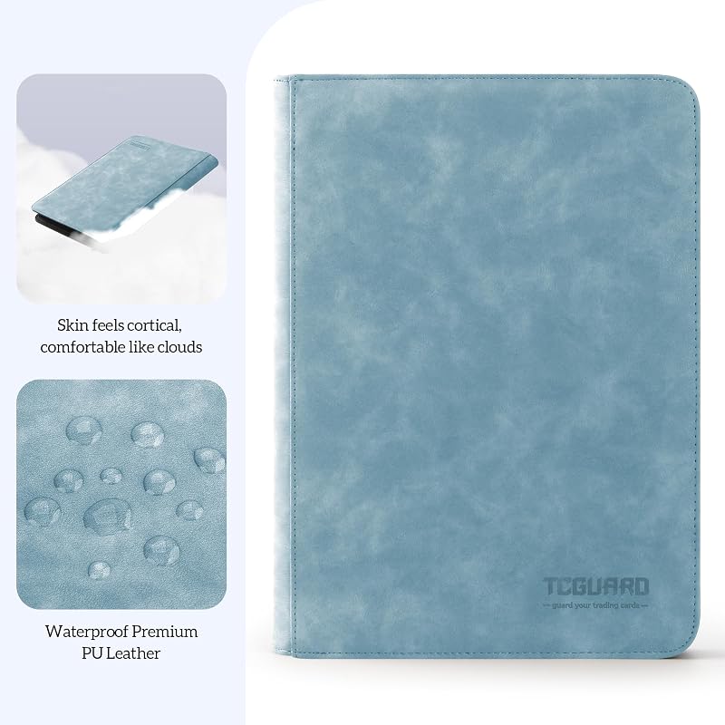 TCGUARD 9-Side Card Binder - 540 Pocket Zipper Album Sky Blue 9