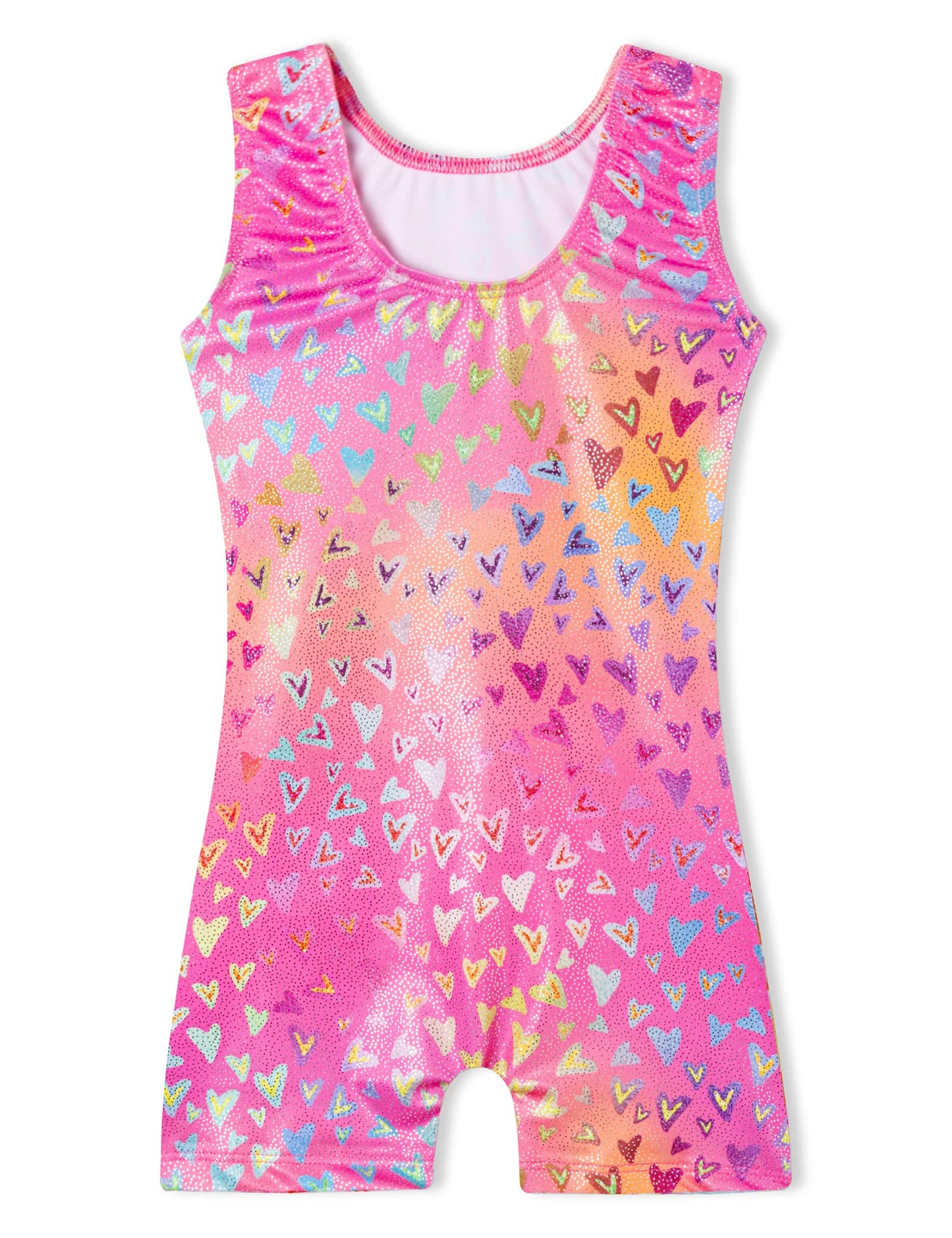 Domusgo Girls Leotards for Gymnastics 2t 3t Sparkly Nenon Pink Love Hearts One Piece Athletic Outfits