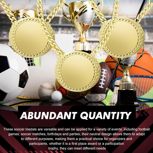 Loetere 6 Pcs Blank Award Medals with Neck Chains Create Your Own Kit Cheer Medals Winner DIY MVP Participation Trophy Metal Prize Gifts for Soccer Football Party Game