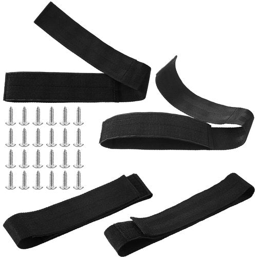 Arrowbash 4 Pcs Fishing Rod Straps for Boat Deck 28.1'' Nylon Rod Straps( up to 5) with 24 Screws Secure for Fishing Boat Accessories, Black
