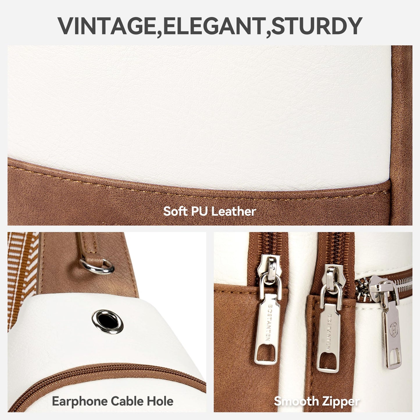 BOSTANTEN 7L Sling Bag For Women CrossBody Bags Large Cross Body Purse Vegan Leather Sling Backpack for Travel Essentials