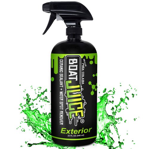 Boat Juice 2in1 Exterior Boat Cleaner & Protectant Spray | Water Spot Remover with SiO2 Ceramic Sealant | Pina Colada Scent | Marine Detailing & Boat Cleaning Supplies | Made in USA (32oz)