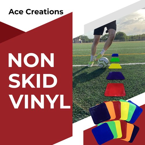 Ace Creations 9 Inch Square Poly Vinyl Spot Markers ??Training Drills with School Gyms, Sports Teams, Track and Field, Basketball, Football, Soccer, Baseball, Preschool, Kindergarten ??Set of 12