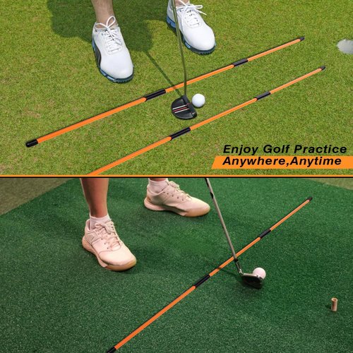 BIRDIEBLAST Professional 3 Pack Collapsible Golf Alignment Sticks, Premium 40" Alignment Golf Stick Ideal for Aiming, Putting and Swing Practice (Orange)