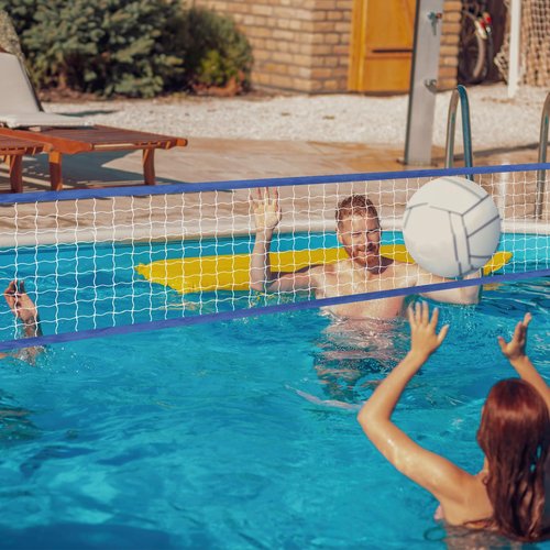 ShinyRelief Pool Volleyball Net Replacement Adjustable Length 15-25 ft Portable Volleyball Net for Outdoor Backyard Swimming Pool Beach(Blue)