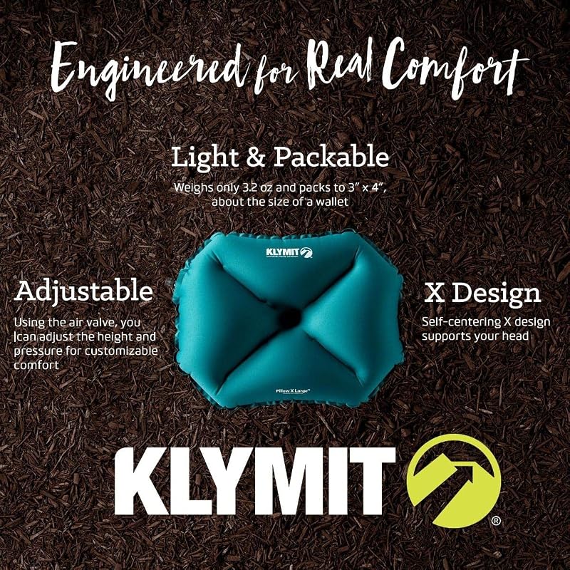 Teal Variation: Klymit Pillow X Travel Pillow – Lightweight Inflatable Camping & Flight Pillow