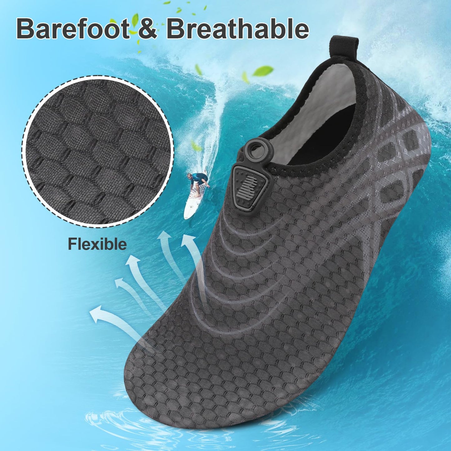 BARERUN Water Sports Shoes Barefoot Quick-Dry Aqua Yoga Socks Slip-on Men Women Black,Star,14-15 Women/12-13 Men