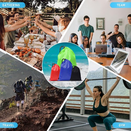 iMucci 6Pcs Drawstring Bag Waterproof sack Nylon Bag ditty bag for Gym Traveling, Hiking, Yoga, Shopping…