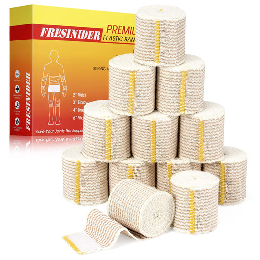 FRESINIDER Premium Elastic Bandage Wrap 2 Inch, 12 Pack, Hook and Loop