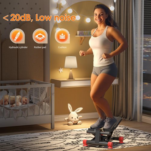 SogesPower Steppers for Exercise at Home,Mini Stair Stepper with Resistance Bands,Full Body Workout Equipment with LCD Monitor,Portable Stepper with 330LBS Loading Capacity,Black&Red