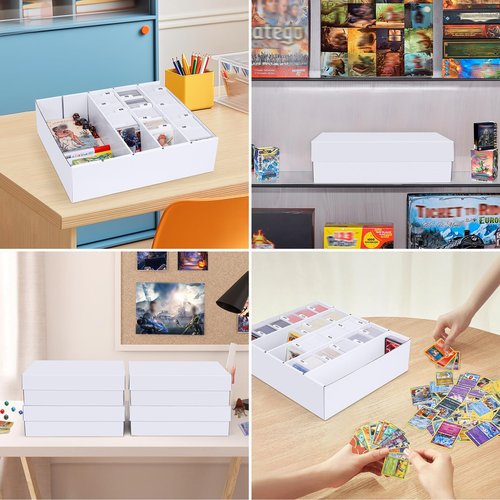Leyzan 5 Row Trading Card Storage Box, 1 Pack Cardboard Storage Box with Divider for Mtg, Tcg, Sports Cards