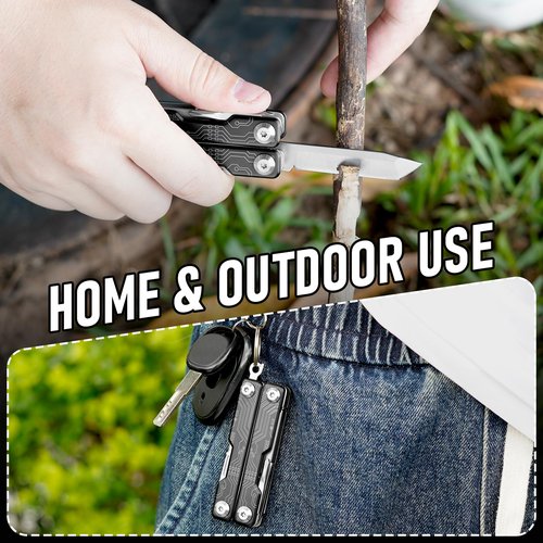BIBURY Mini Keychain Multitool Scissors B12062B, 9 in 1 Multitool EDC Scissors with Screwdriver, Bottle Opener, Pocket Knife, Spring -Mini Multi Tool for Outdoor, Daily Use, Gifts for Men and Women