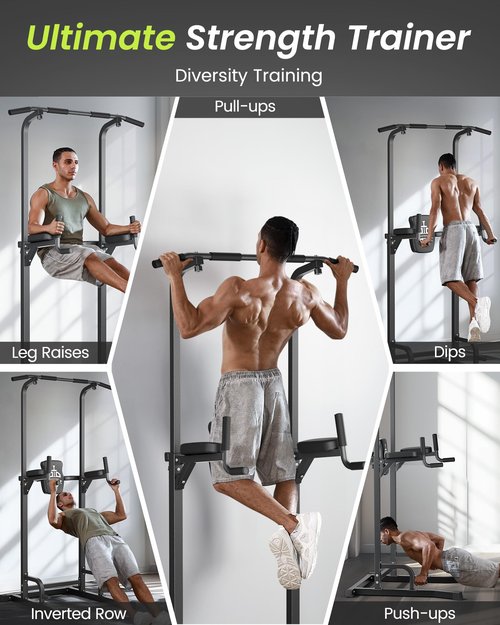 Sportsroyals Pull up Bar Multi-Function Power Tower Dip Station Core Training Fitness Equipment 400LBS