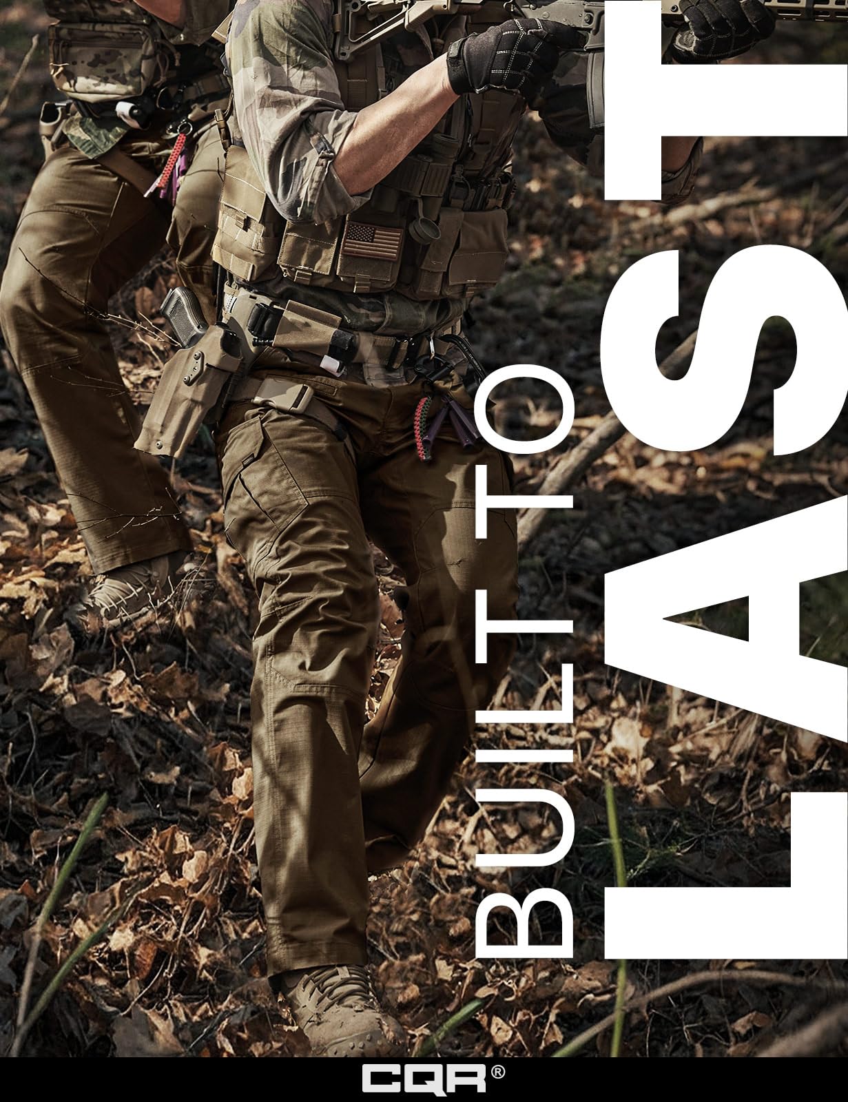 CQR Men's Tactical Pants, Water Resistant Ripstop Cargo Pants, Lightweight EDC Work Hiking Pants, Outdoor Apparel, Raider Tundra, 32W x 32L