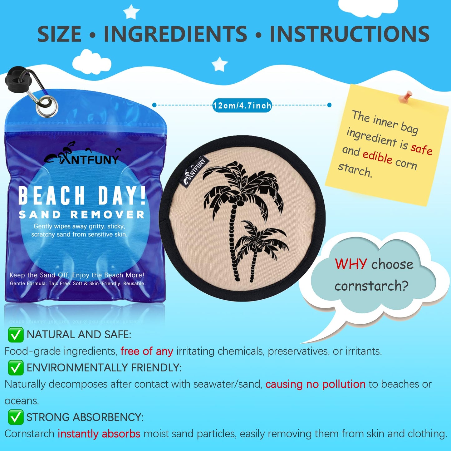 Antfuny Beach Sand Remover Sand Eraser Wipe Mitt Family Kids Women 2026 Beach Vacation Essentials Alaska Cruise Ship Gear Hawaii Honeymoon Accessories European Costa Rica Bahamas Trip Must Haves