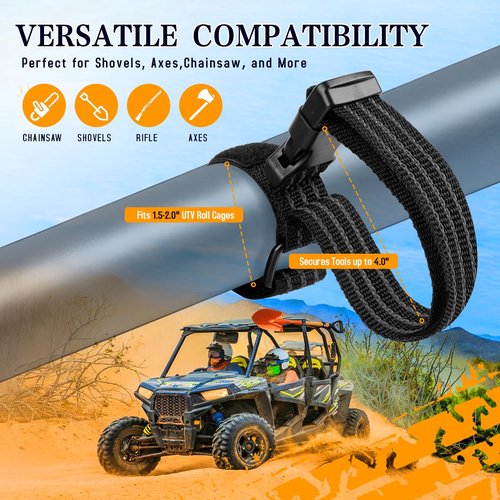 Mixsuper 4pcs Shovel Holder for Roof Rack for 1-4 Inches Tools Equipment Quick Release UTV Roof Rack Nylon Holder Adjustable Shovel Holder Easy Installation UTV Roof Rack Accessories