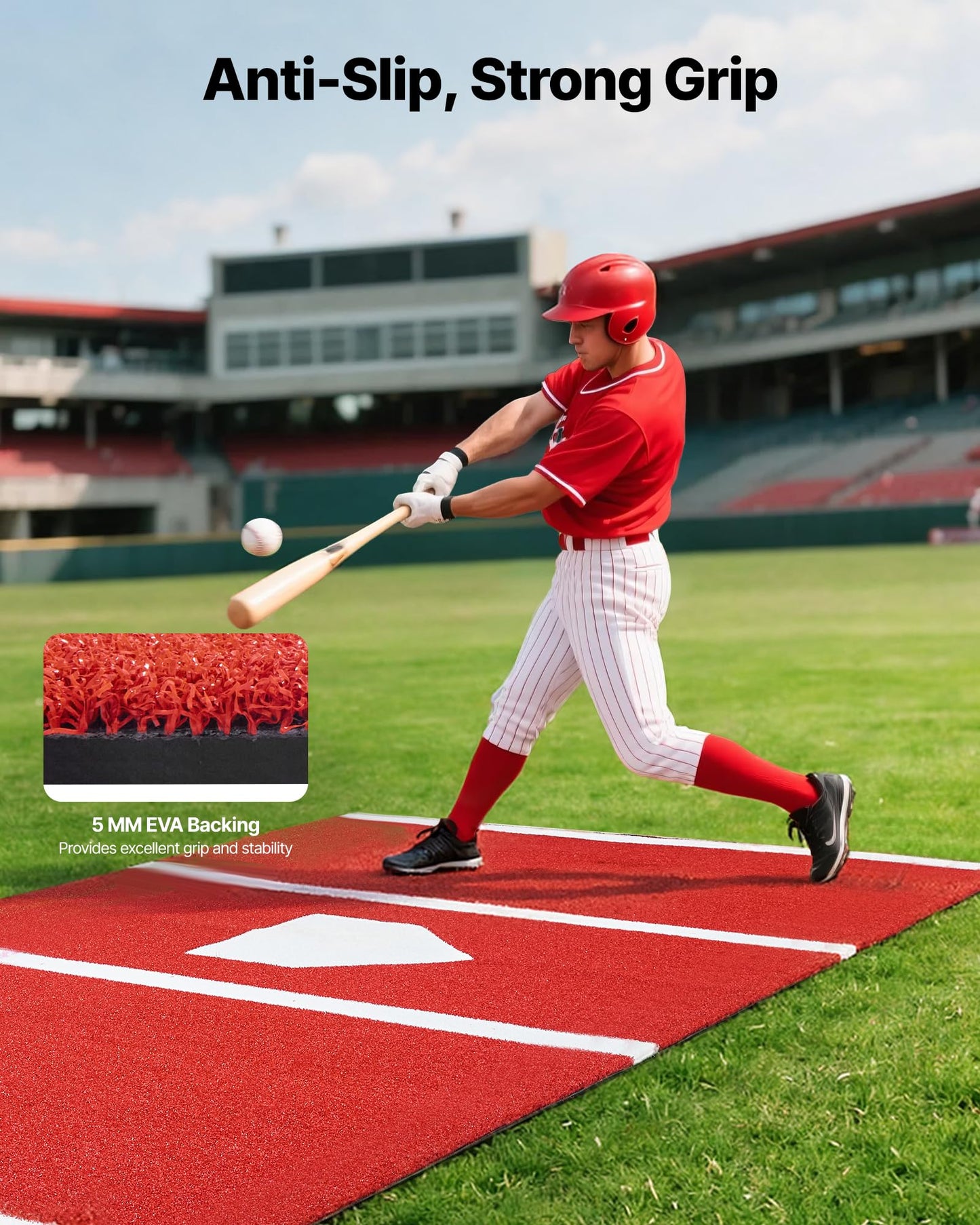 VEVOR 12x6ft Baseball/Softball Batting Mat with Home Plate - Anti-Fade Turf, Portable Hitting Trainer for Cage/Indoor/Outdoor Practice