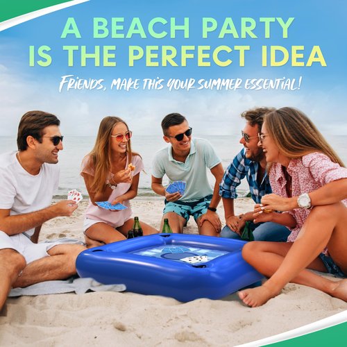 Floating Table for Pool with Cup Holders – Adult Pool Games with Waterproof Cards – Pool Float Games – Perfect for Party, Snacks, Drinks, Hot Tub & Summer Fun