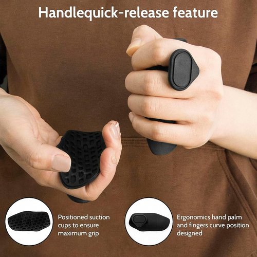KOOK UDU Rubber Gym Grips for Men & Women, Anti-Slip Workout Grips for Weight Lifting, Deadlifts, Pull-Ups & Gym Training, Hand Grips Pads for Palm Protection & Enhanced Control (Black)