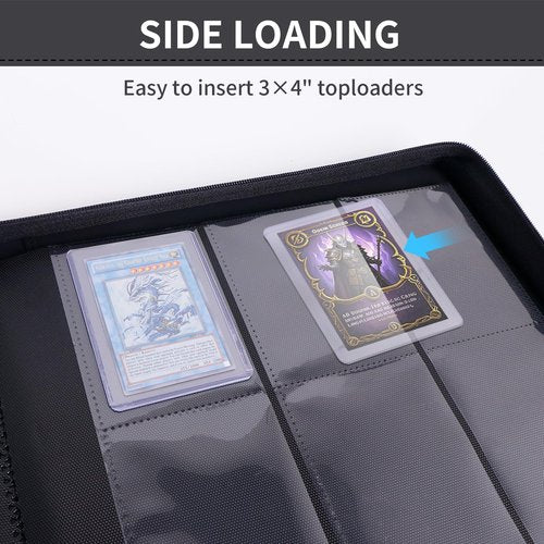 KAGSWAMO Toploader Binder, Holds 324 Toploaders, 9 Pockets, Top Loader Binder for Cards Storage, Card Holder for Sports Cards or Trading Cards in 3 x 4'' Toploaders-Blue