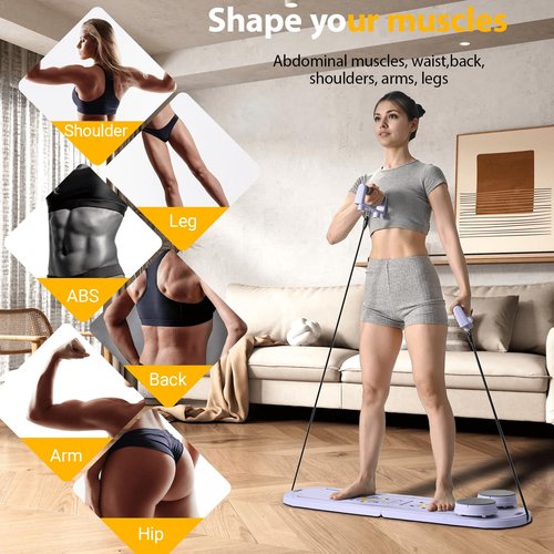 Pilates Reformer Sets Pilates Board 6in1 Multifunctional Abdominal core Trainer Workout Equipment,Exercise Board Foldable Ab Board Trainer Pilates Exercise Machine (Purple)