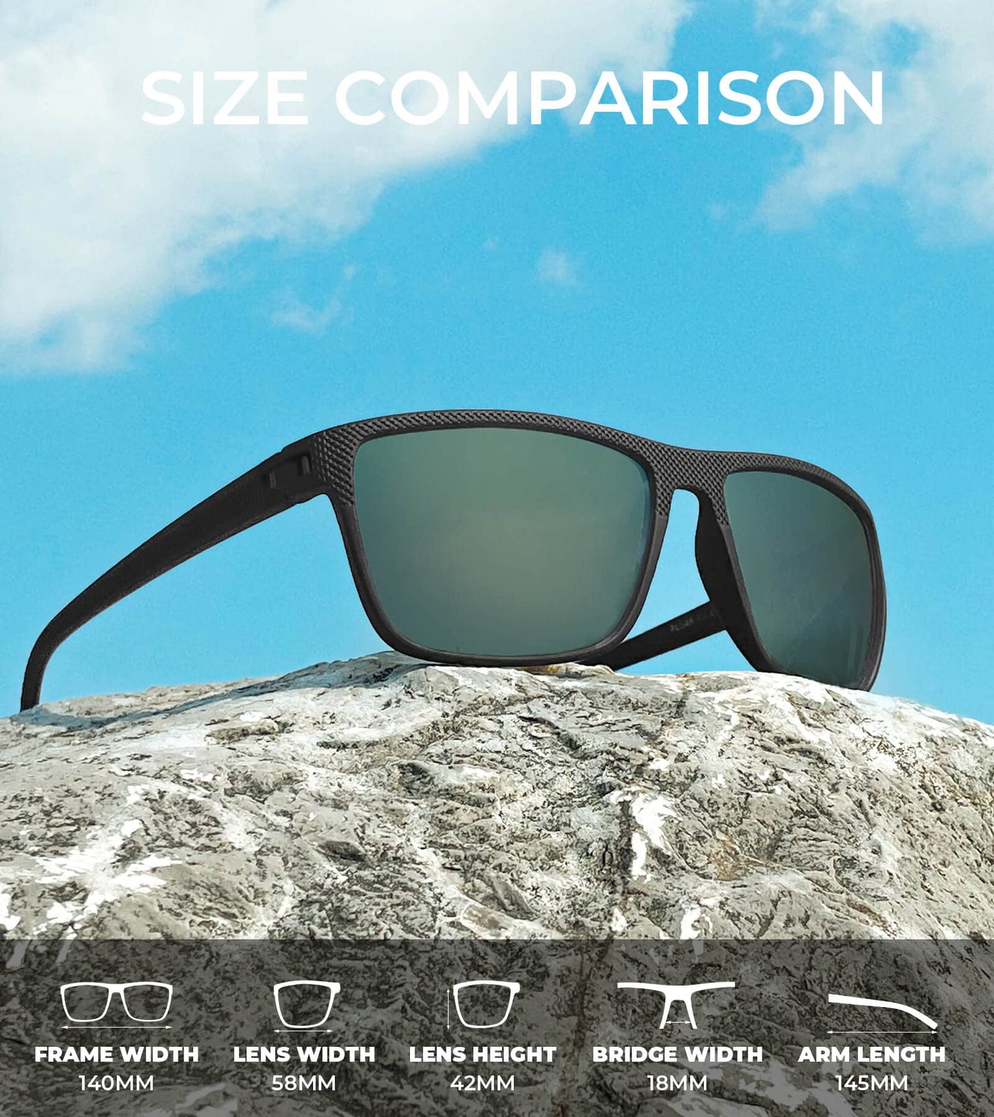 KALIYADI Polarized Sunglasses Men, Lightweight Mens Sunglasses Polarized UV Protection Driving Fishing Golf (Black/G15/Brown)