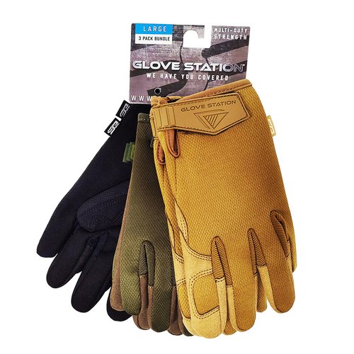 Glove Station Tactical Gloves, 3-Pack Bundle – Tactical Gear for Men & Women, Airsoft and Paintball Gear for Outdoor Sports, Motorcycle Gloves for Riding, Patrol, and Combat Training