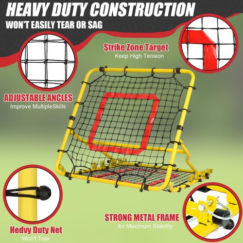 Storgem Baseball Softball Rebounder Net, Pitch Back Rebound Net,Soccer Rebound Net, Fielding Rebounder,Double Sided Adjustable Multi-Sports Pitching Rebound Net for Throwing Practice