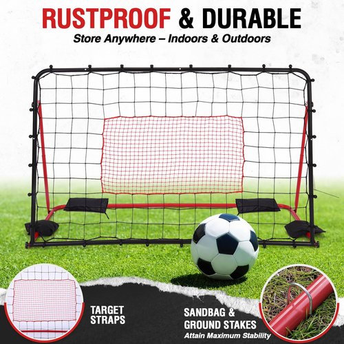 ZEALFEEL Soccer Rebounder Net, 10 Adjustable Angles 6x4FT Soccer Kickback Trainer for Passing, Ball Control & Volley Practice, Easy Setup Portable Football Training Net for Solo & Team Use
