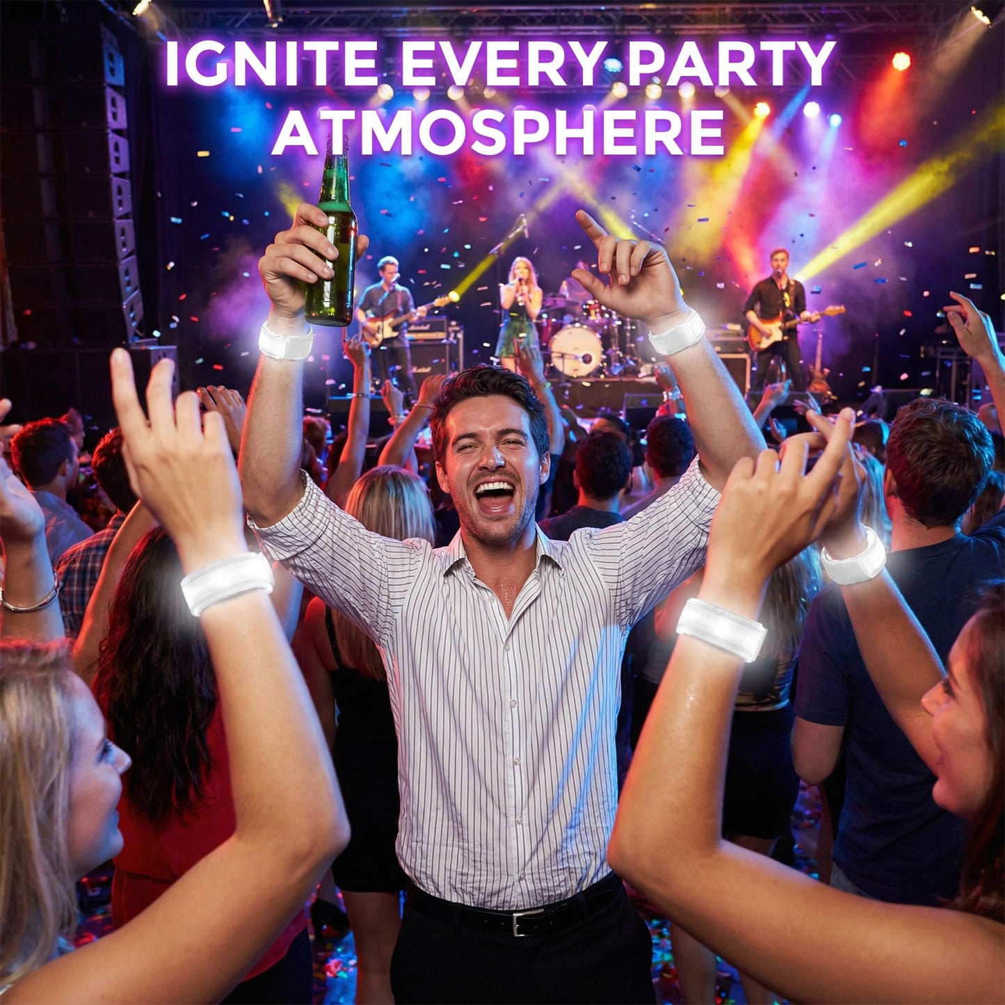 LovesTown 6PCS LED Light Up Bracelets, LED Glow Bracelets Glow in the Dark Wristbands for Concerts Festivals Celebrations Carnivals Raves