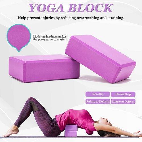 THYWD Yoga Wheel Set, Wheel Foam Roller with Back Cracker Roller for Pain Relief & Deep Tissue Massage and Stretching 500lbs Capacity, Trigger Point Therapy Massage Ball, Yoga Blocks 2 Pack with Strap
