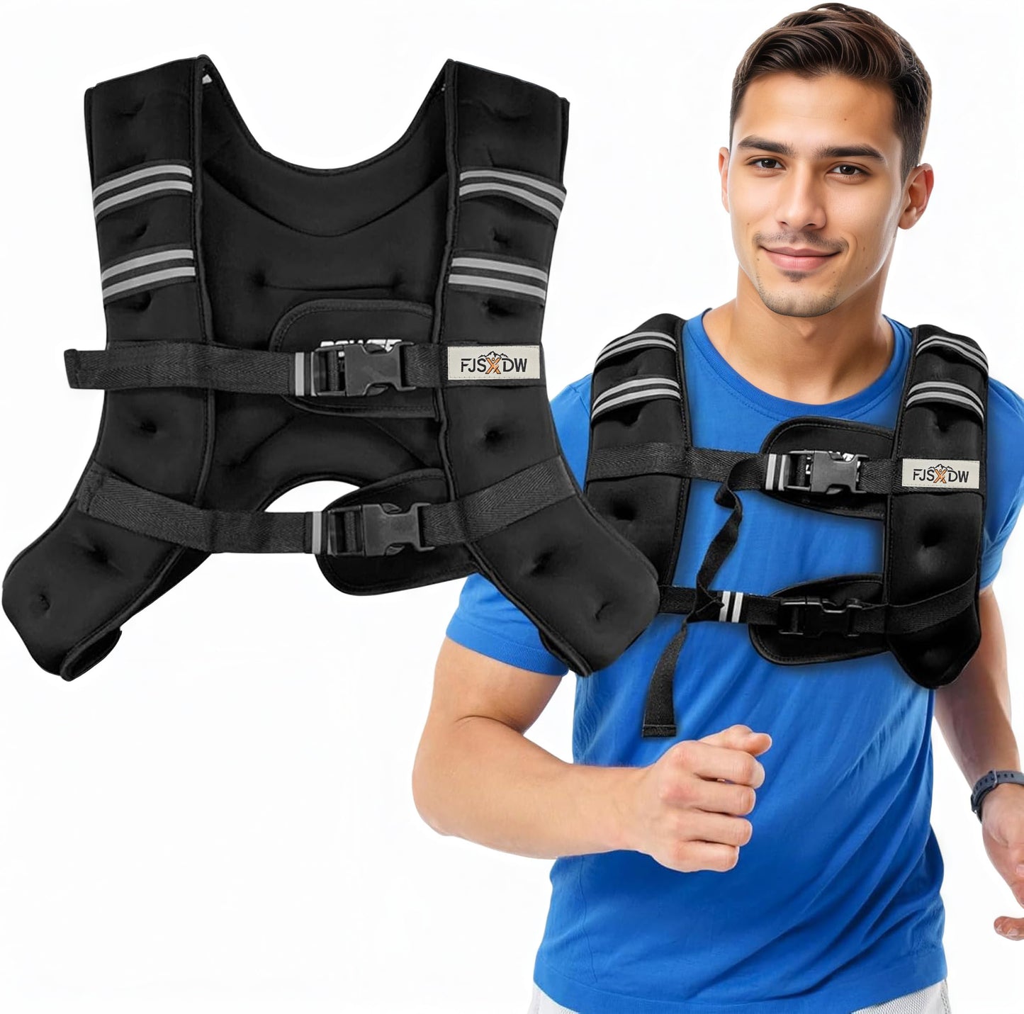 Weighted Vest Weighed Vest Women Men Kids, 16lb Body Weight Vest with Reflective Stripe, Adjustable Weighted Vest for Strength Training, Running, Walking, Workout, Jogging