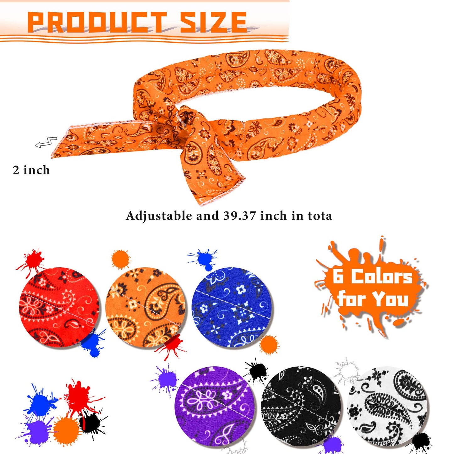 Coume 6 Pack Cooling Neck Wraps Neck Cooler Ice Bandanas Scarf for Hot Weather Summer Ultra Running Walking Riding Women Men(Retro Color)