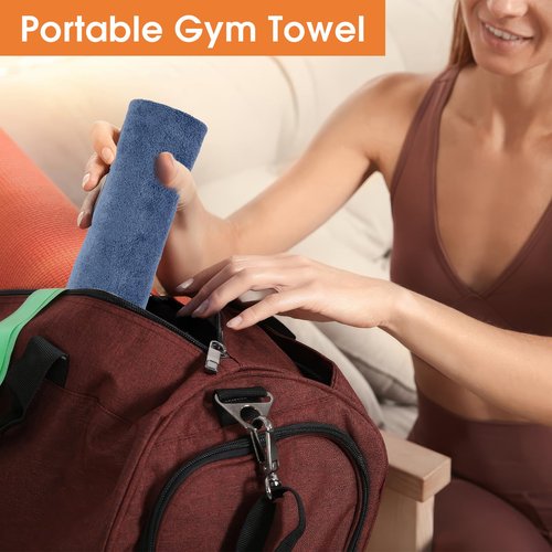 Hoiny 3 Pack Microfiber Gym Towels (14.2" x 30"), Super Soft, Quick Drying, Absorbent Towel for Fitness, Yoga, Swimming, Sports, Workout, Skin-Friendly for Women Men (Grey/Blue/Purple)