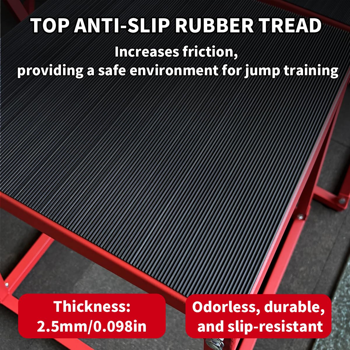 12 Inch Steel Plyo Box for Exercise, Plyometric Jumping Box,Metal Exercise Step Up Box with Anti-Slip Surface for Home Gym, Red