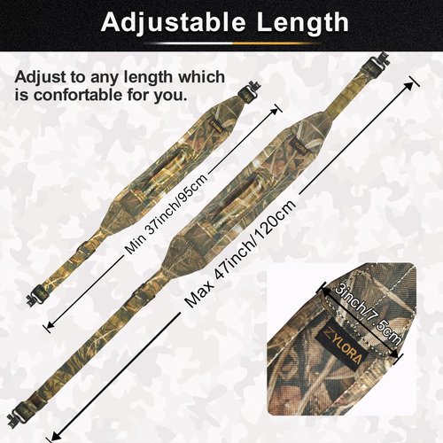 Zylora Crossbow Sling with Non-Slip Sholder Pad, Two Points Crossbow Sling with Quick-Grab Handle and Thumb Hole, Corssbow Accessaries for Hunting and Shooting
