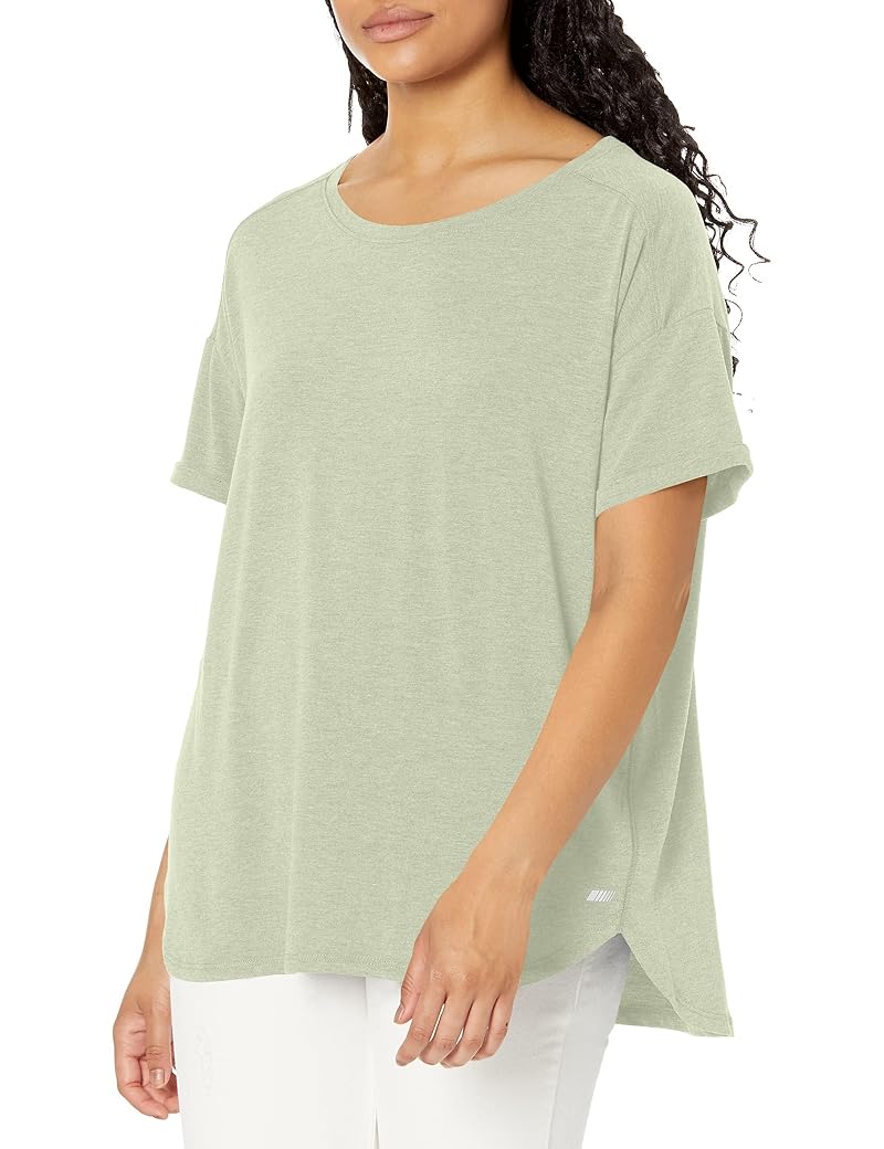 Light Green Amazon Essentials Women's Studio Relaxed-Fit Lightweight Crewneck T-Shirt - Medium