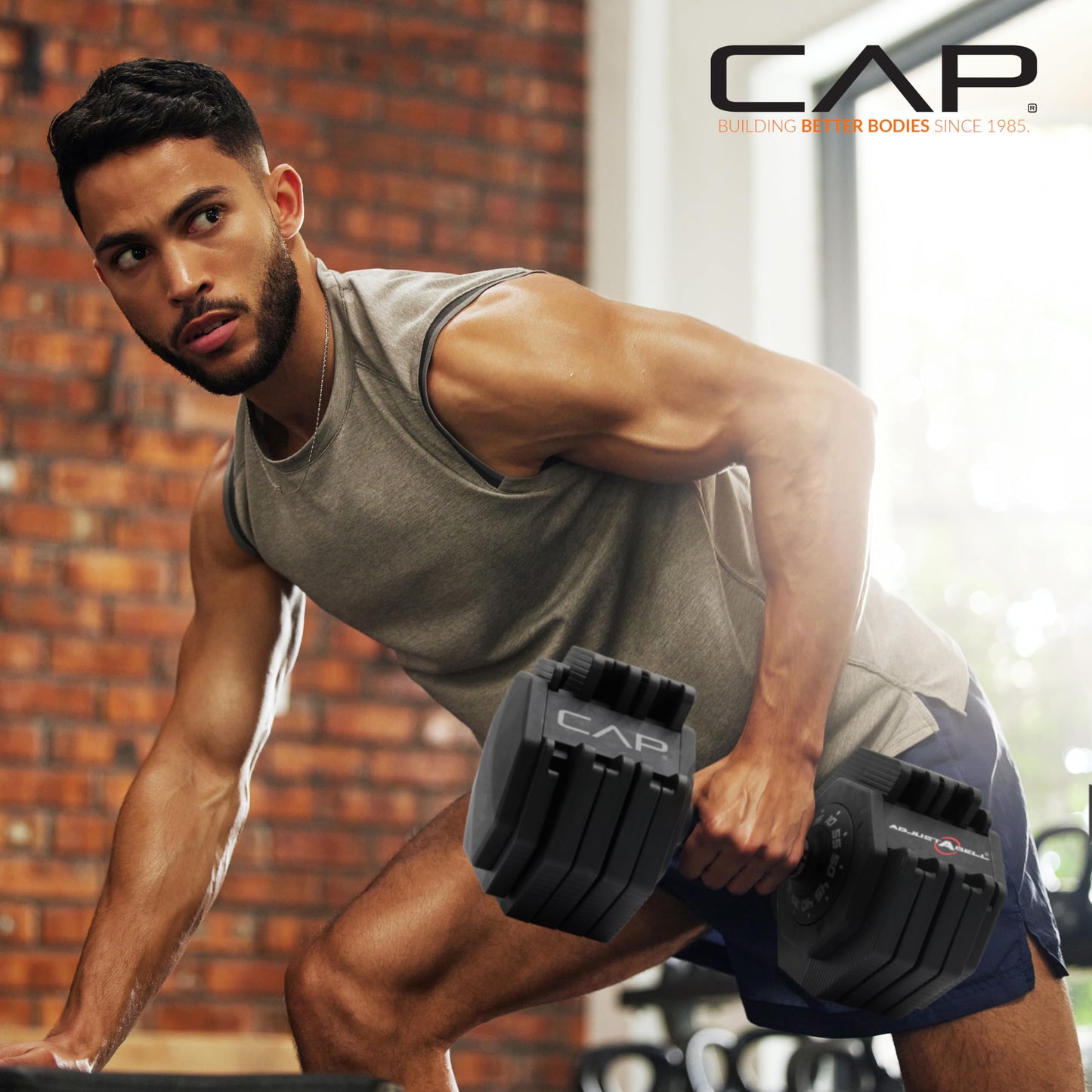 CAP ADJUSTABELL Adjustable Dumbbell Set, Premium Quick Select Adjustable Weights for Home Gym Strength Training, Hex, 55 LB Pair, Chrome Grip Handle
