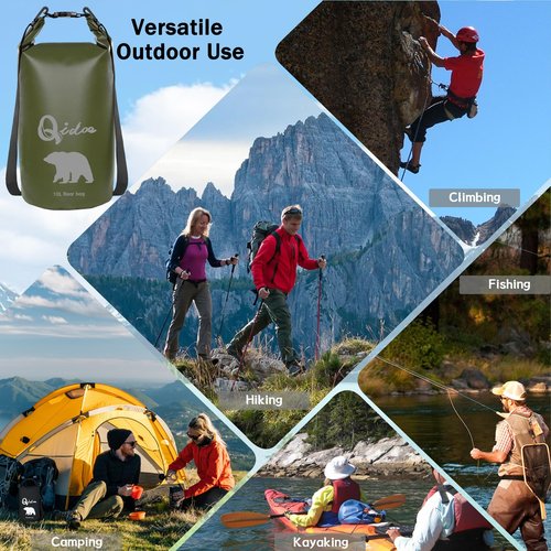 Qidoe Bear-Proof Food Bag Hanging System - 10L Waterproof Bear Bag with Pulley, Ropes, Hooks for Camping, Backpacking