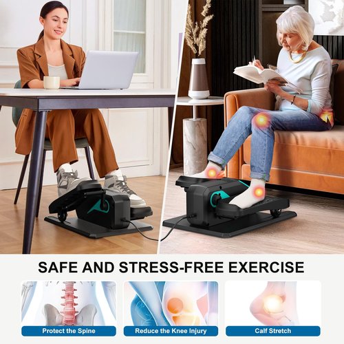 VIVURN® 018 Under Desk Elliptical Machine 5 Modes 12 Speeds Low Impact Mini Electric Leg Exerciser As Seen on TV While Sitting for Seniors with Non-Slip Mat Quiet & Portable for Home and Office