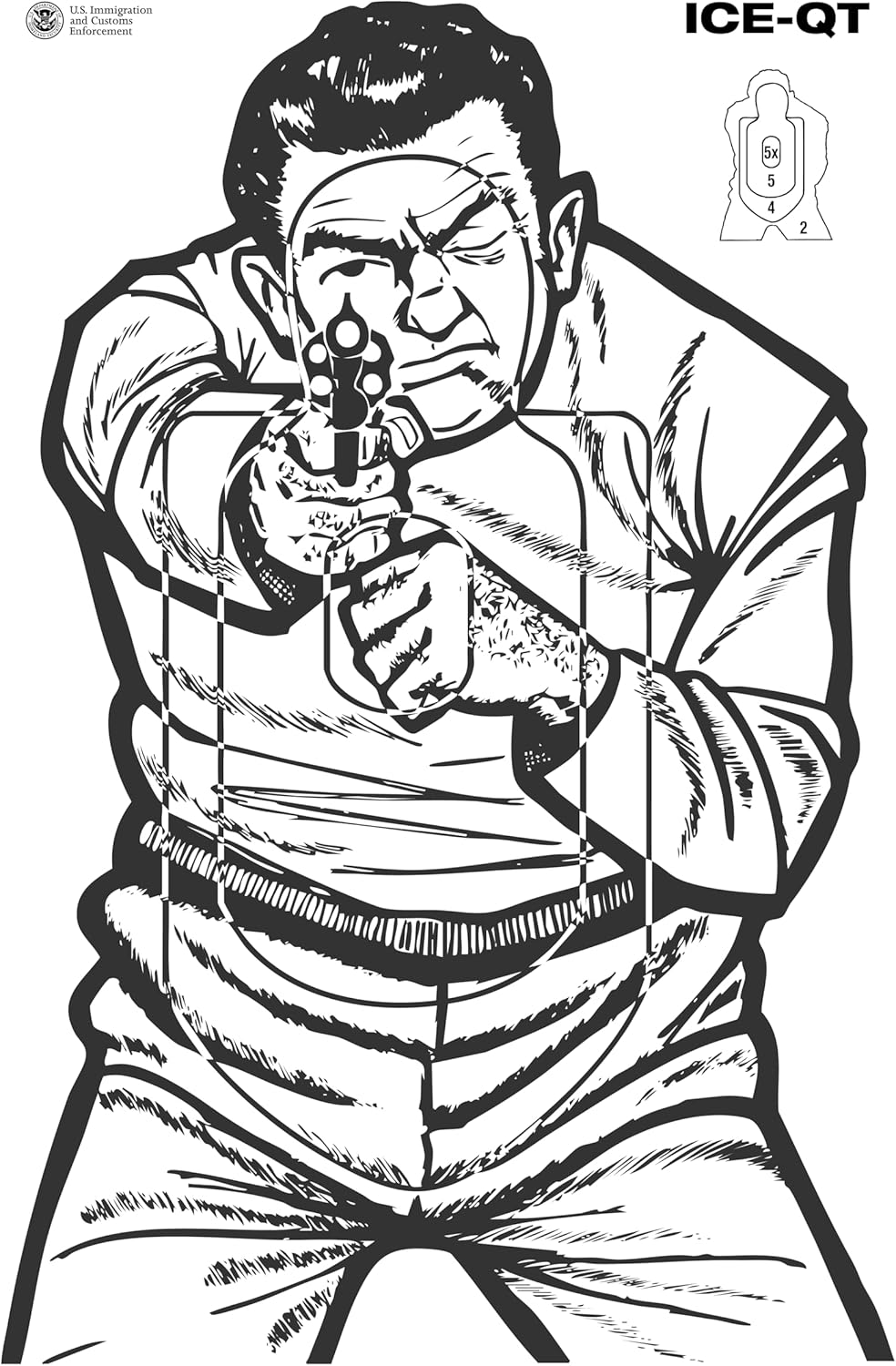 ICE-QT Thug, 23x35 Inch Paper Shooting Target, Range Qualification, Target Practice, Pistol, or Rifle