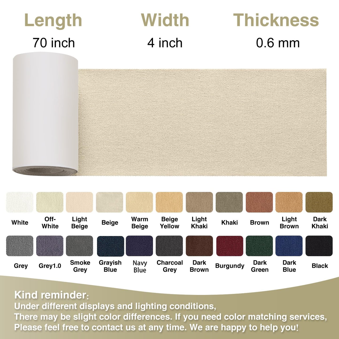 Gheeidau Canvas Repair Tape 4×70 Inch Waterproof Self-Adhesive Fabric Repair Patch for Repairing Boat Covers,Tents,Patio Umbrellas,Car Seats,Luggage,Sofas.(Beige)