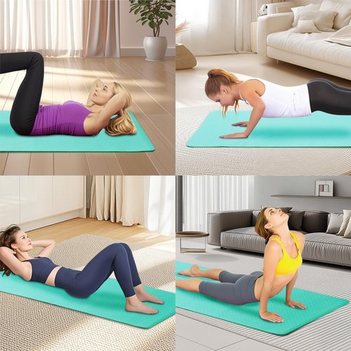 FLEXISPOT Yoga Mat, Exercise Yoga Mat with Non-Slip Design, Professional TPE Exericise Mat, 72" x 24" Multi-Purpose Workout Mat for Women, Pilates Fitness and Floor Exercises.